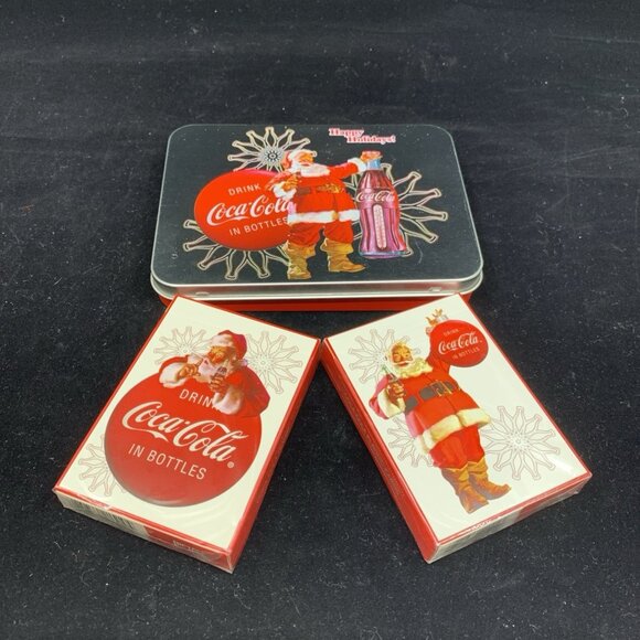 2 Coca-Cola Christmas Nostalgia Playing Cards 2008 1994 LE Keepsake Tins NOS Vtg - Picture 4 of 13